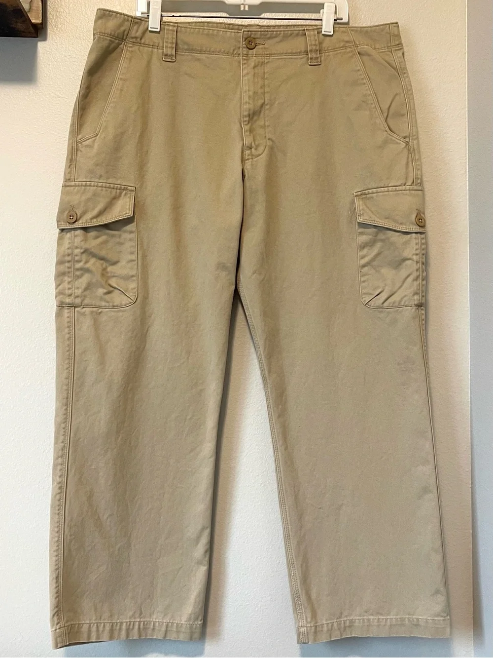 Y2K The North Face Khaki Cargo Pants - 100% Cotton & Utility - Size 38 Short